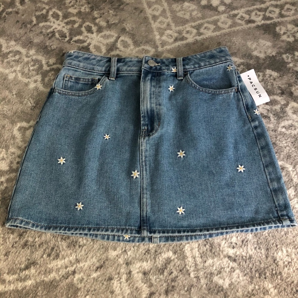 PacSun Blue Daisy 5-Pocket Skirt
